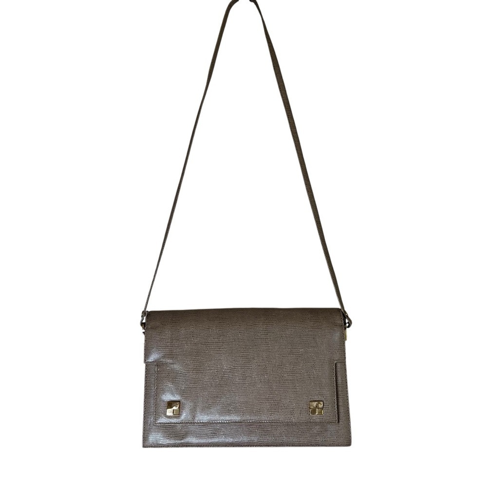 VTG 70s Jay Herbert New York Beige Reptile Lizard Leather Shoulder Bag Purse - Picture 3 of 16